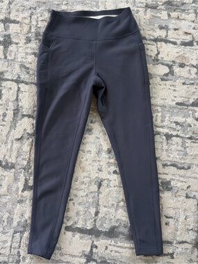 High-Waisted Black Leggings Fleece Lined with Pockets Size Womens Medium